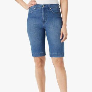 Gloria Vanderbilt Women's Amanda Standard High-Rise Bermuda Shorts BLUE